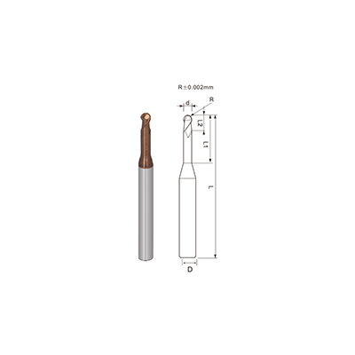 R900-Micro Diameter 2 Flutes Rib Ball Nose End Mill