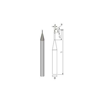AL550-Micro Diameter Miniature 2 Flutes Rib Ball Nose End Mill For Aluminum