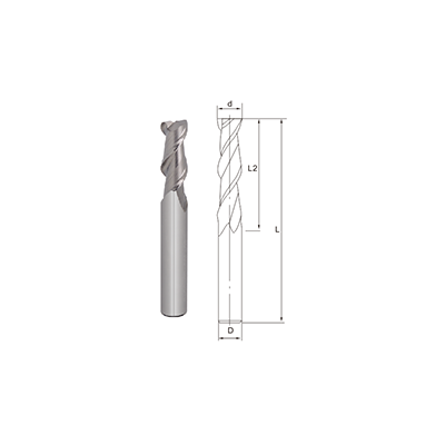 AL550-2 Flutes End Mills For Aluminum/Long Shank