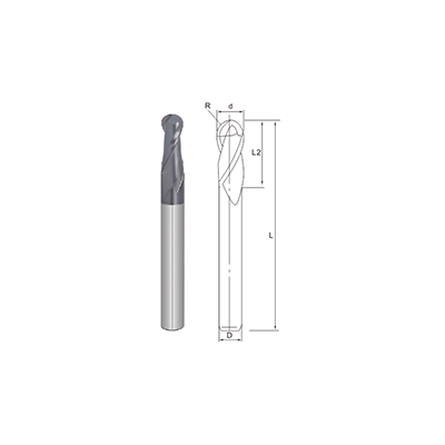 YG-1 Carbide Ball Nose End Mill - 0.125" 4 Flute Extra Long For Hard Materials